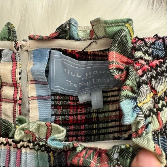 Hill House Vivi Mini Nap Dress in White Tartan Plaid Size M - Picture 7 of 7